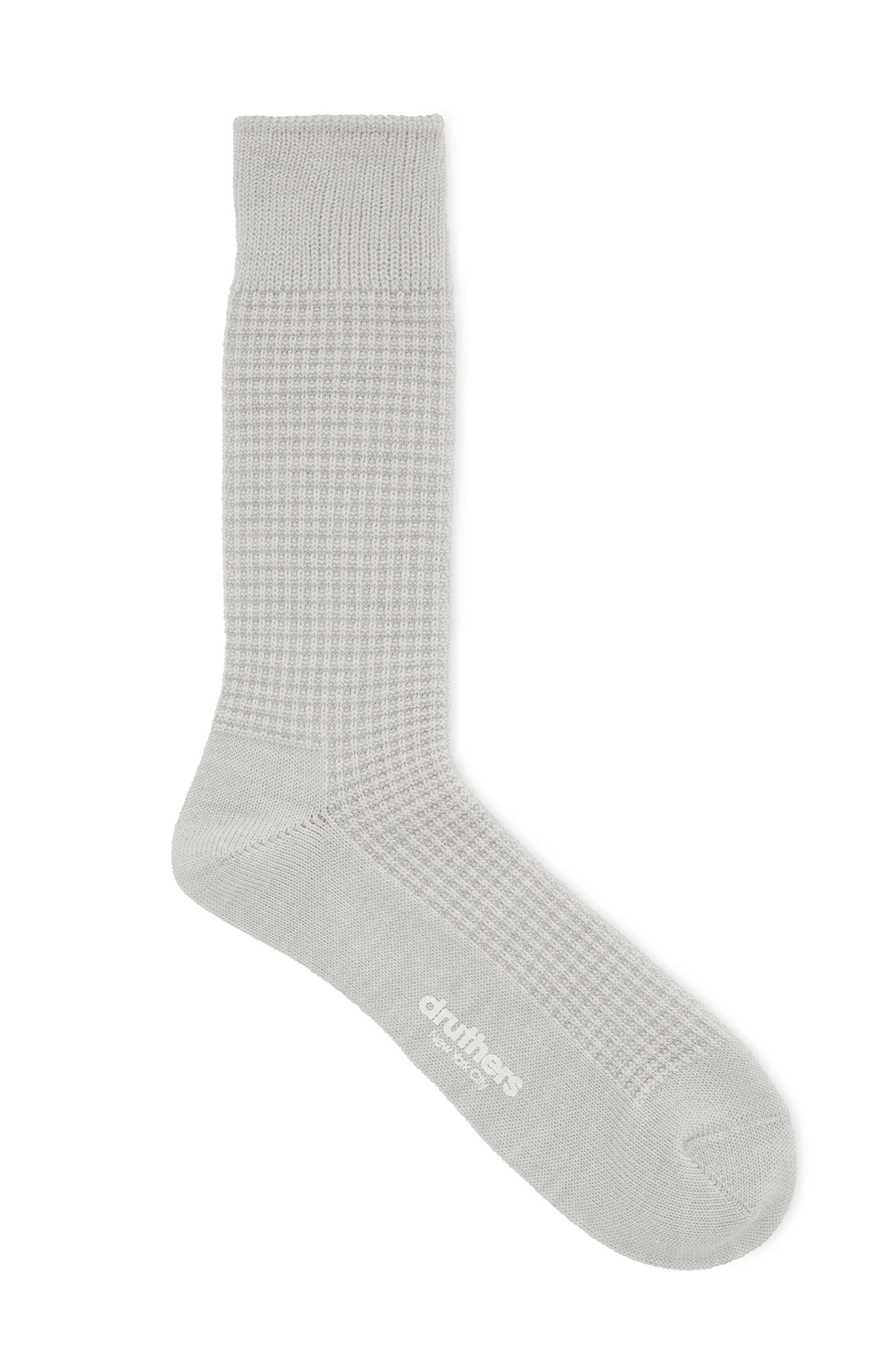Druthers NYC Merino Wool Waffle Sock in Lt Grey 