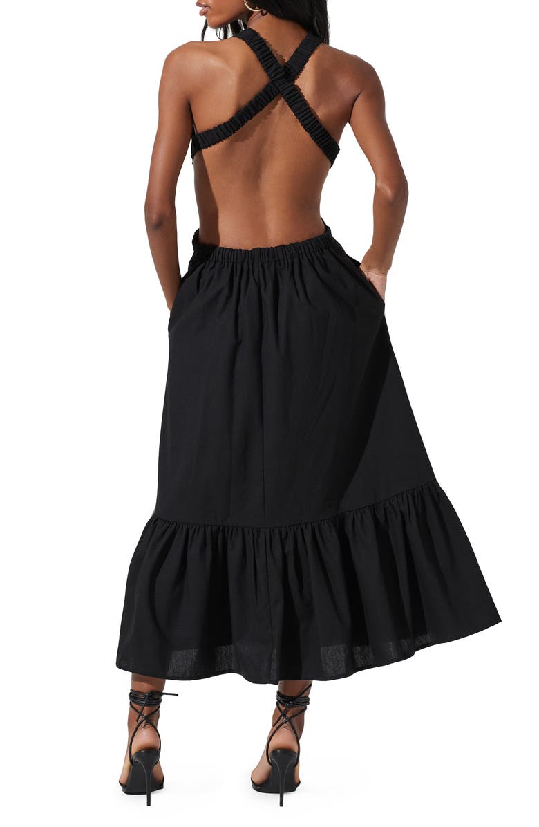 ASTR the Label Open Back Linen & Cotton Maxi Dress, Alternate, color, 