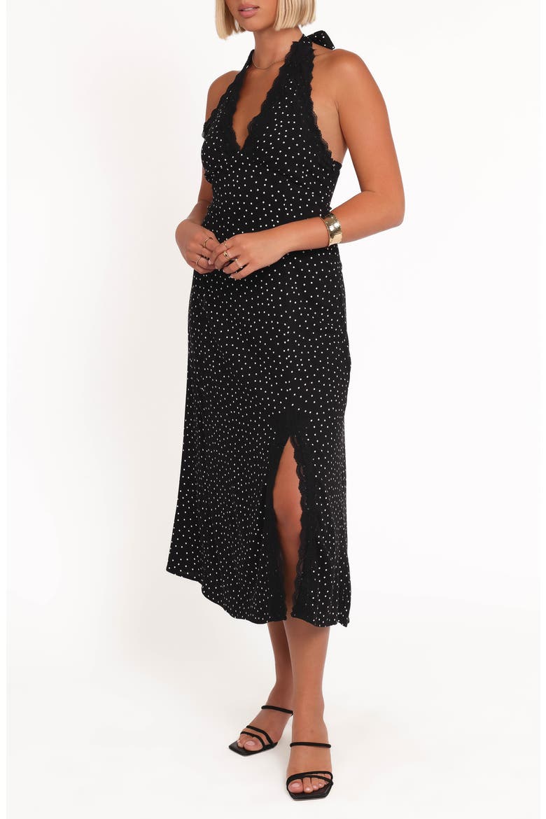 Stasia Halter Midi Dress, Alternate, color, BLACK WHITE