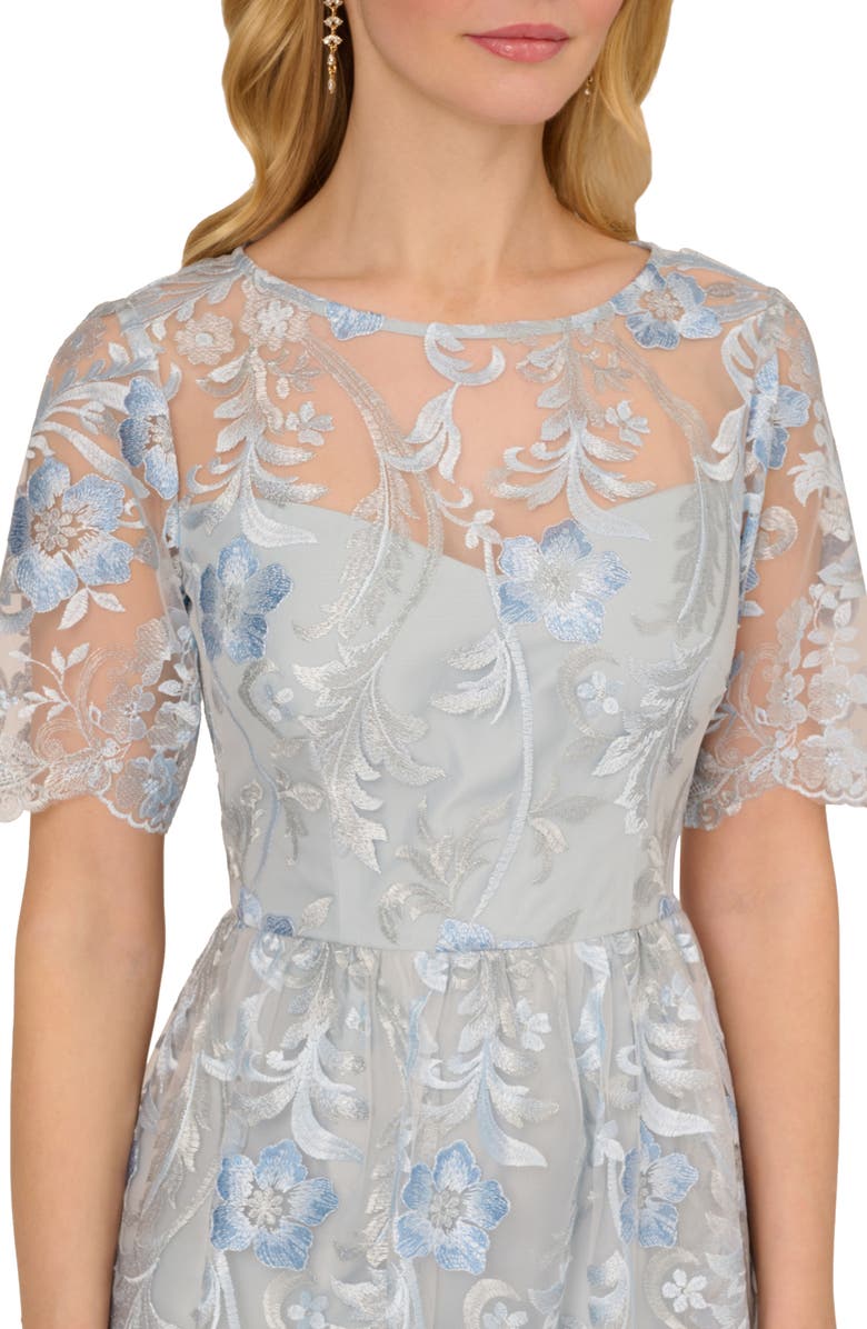 short sleeve floral embroidered a line dress by adrianna papell UPCYCLED ASYMMETRICAL T-SHIRT DRESS  ZAIGA BRUTANE STUDIO