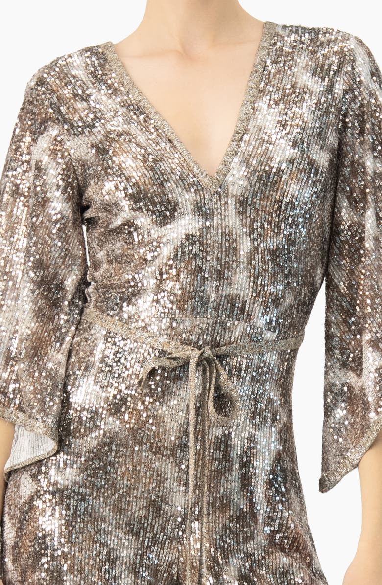 IVONNE Sequin Wide-Leg, V-Neck Jumpsuit, Alternate, color, Copper