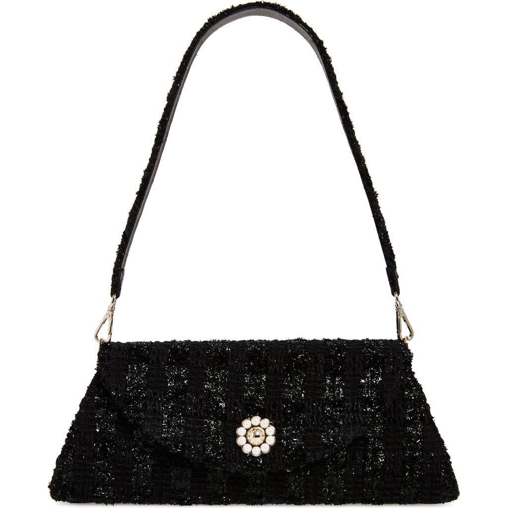 Simone Rocha Pochette Valentine Glitter Tweed Shoulder Bag In Black