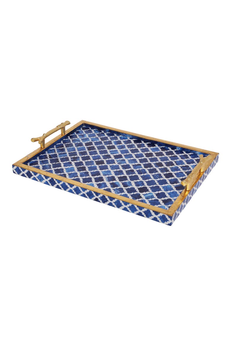 Handmade Decorative Resin Accent Tray, Main, color, BLUE