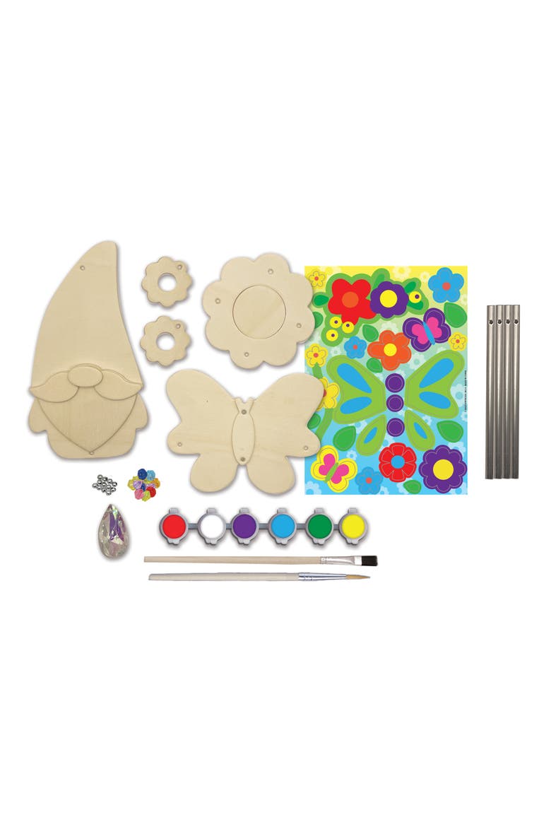 Gnome Garden Wind Chime Wood Craft Kit, Alternate, color, Multicolor