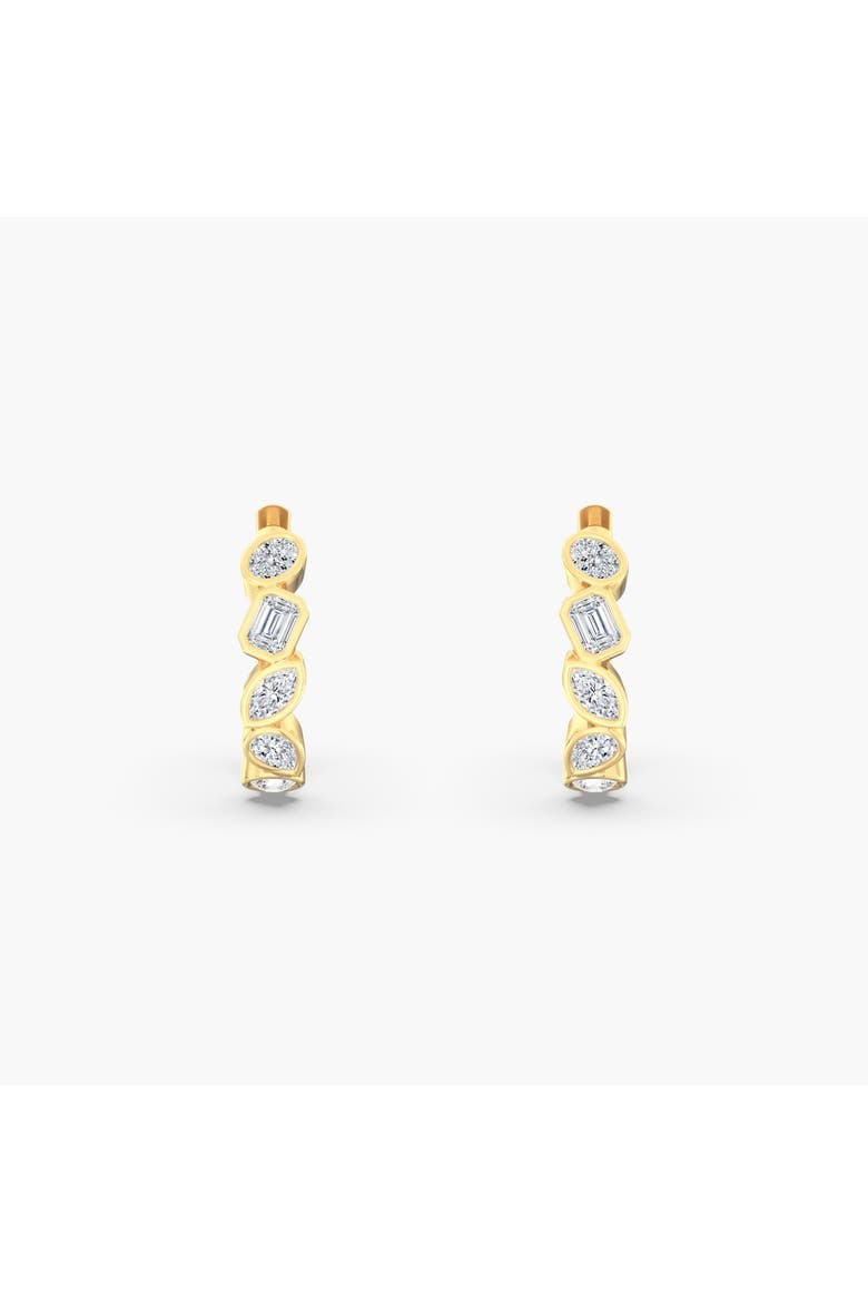 Multi-Shape Bezel Lab Diamond Hoop in 14K Gold, Alternate, color, Yellow Gold