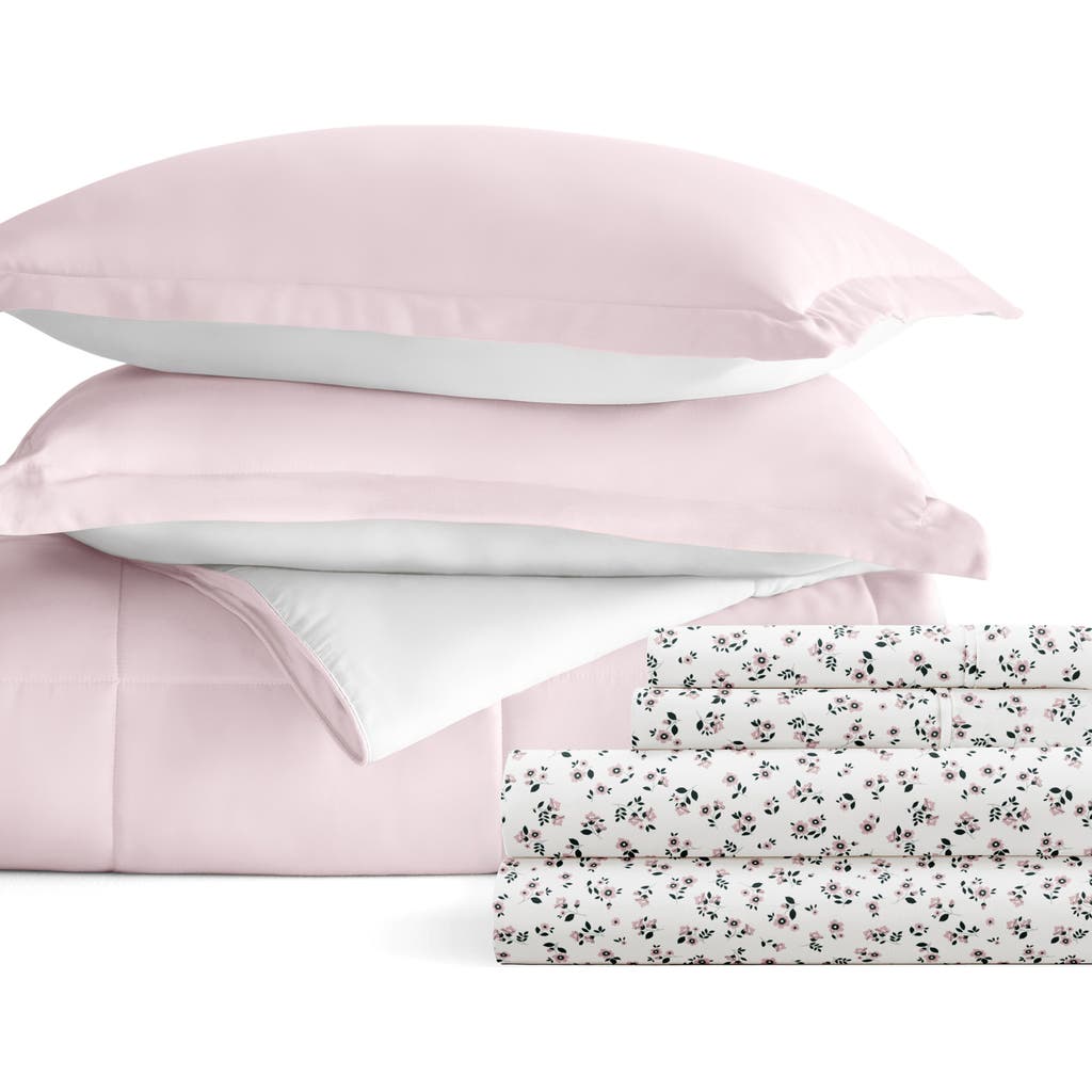 Homespun 7-piece Assorted Reversible Comforter Set In Blush/white