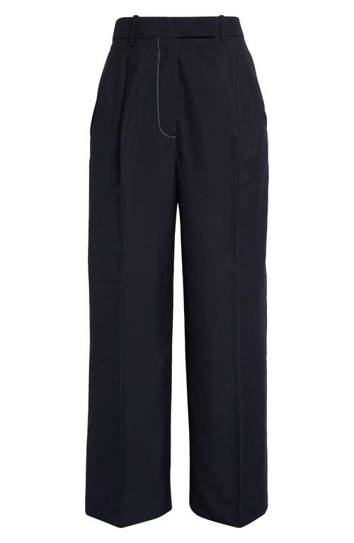 Shop Thom Browne School Uniform Pleated High Waist Crop Pants In Navy