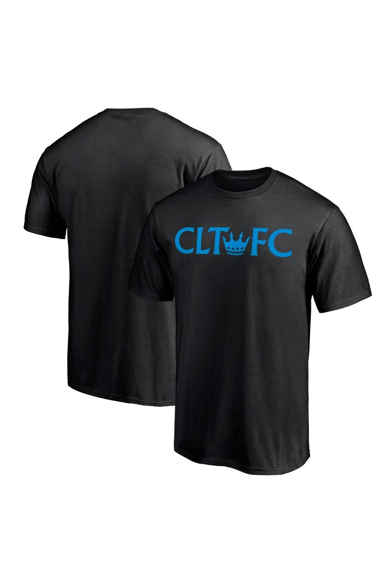 FANATICS Men's Fanatics Branded Black Charlotte FC Secondary Logo T-Shirt, Main, color, 