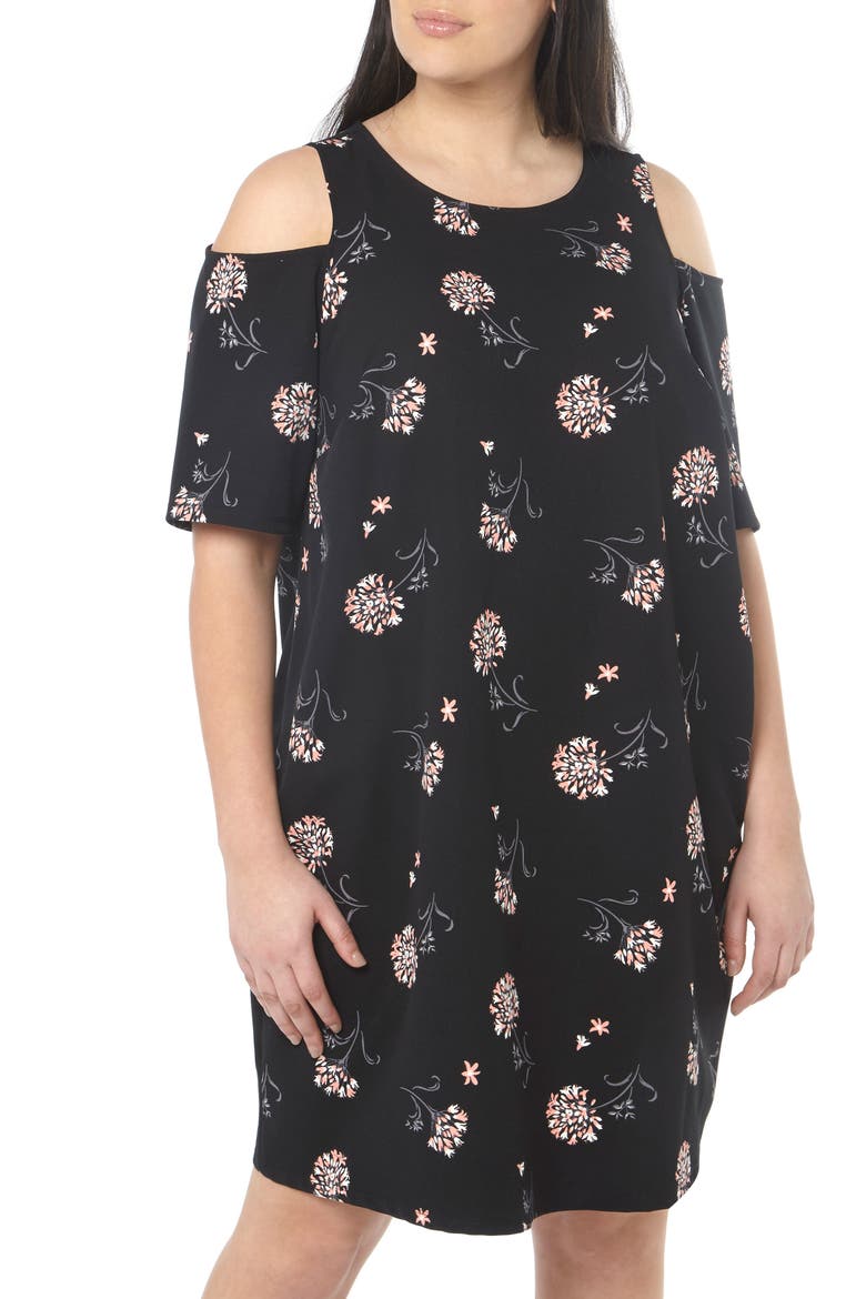 Floral Cold Shoulder Shift Dress, Main, color, MULTI COLOR
