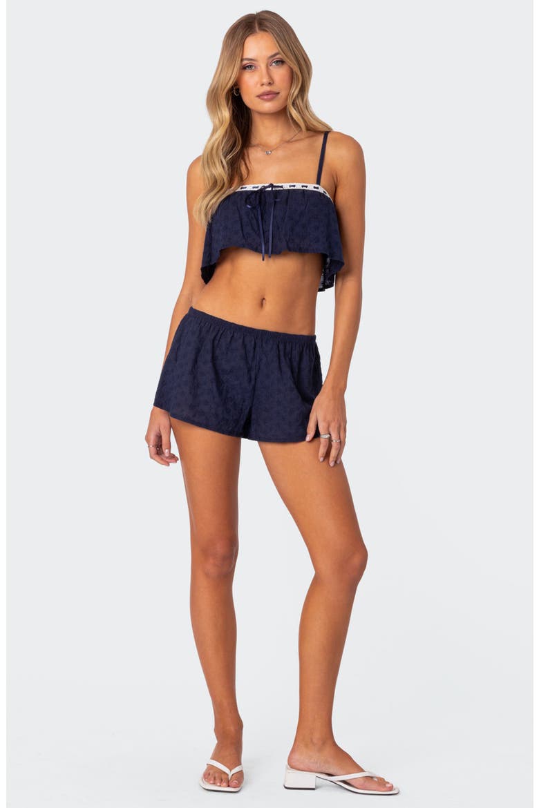 Edan Cotton Eyelet Crop Top, Alternate, color, NAVY