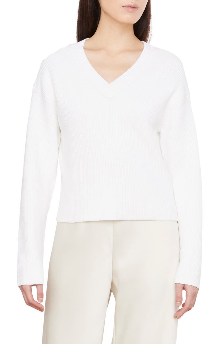 Vince Drop Shoulder V-Neck Sweater, Main, color, 