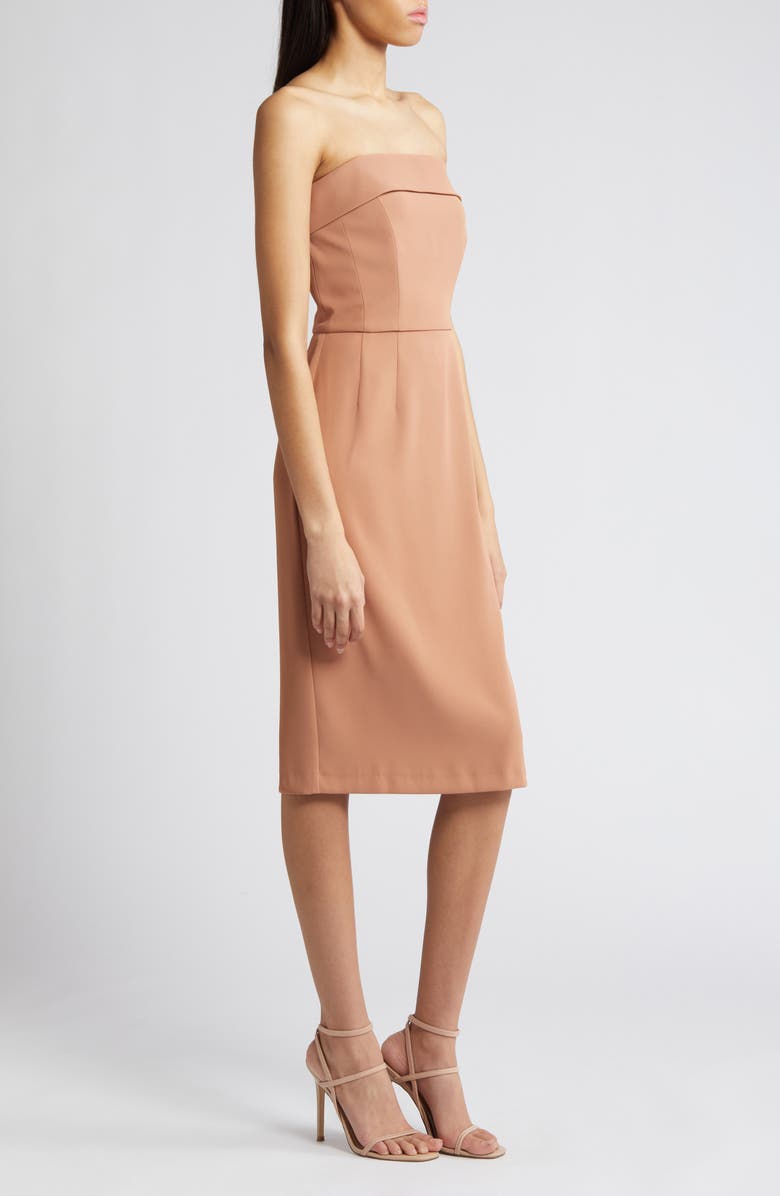 French Connection Harry Suiting Strapless Dress, Alternate, color, Mocha Mousse