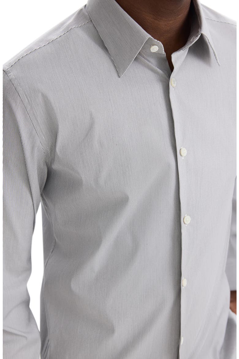 Sylvain Micropattern Stretch Cotton Blend Button-Up Shirt, Alternate, color, BLACK/ WHITE