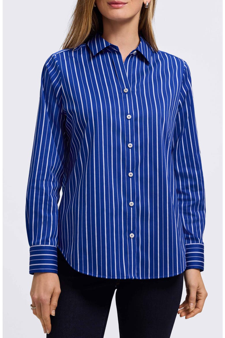 Margie Stripe Button-Up Shirt, Main, color, BLUE/ WHITE