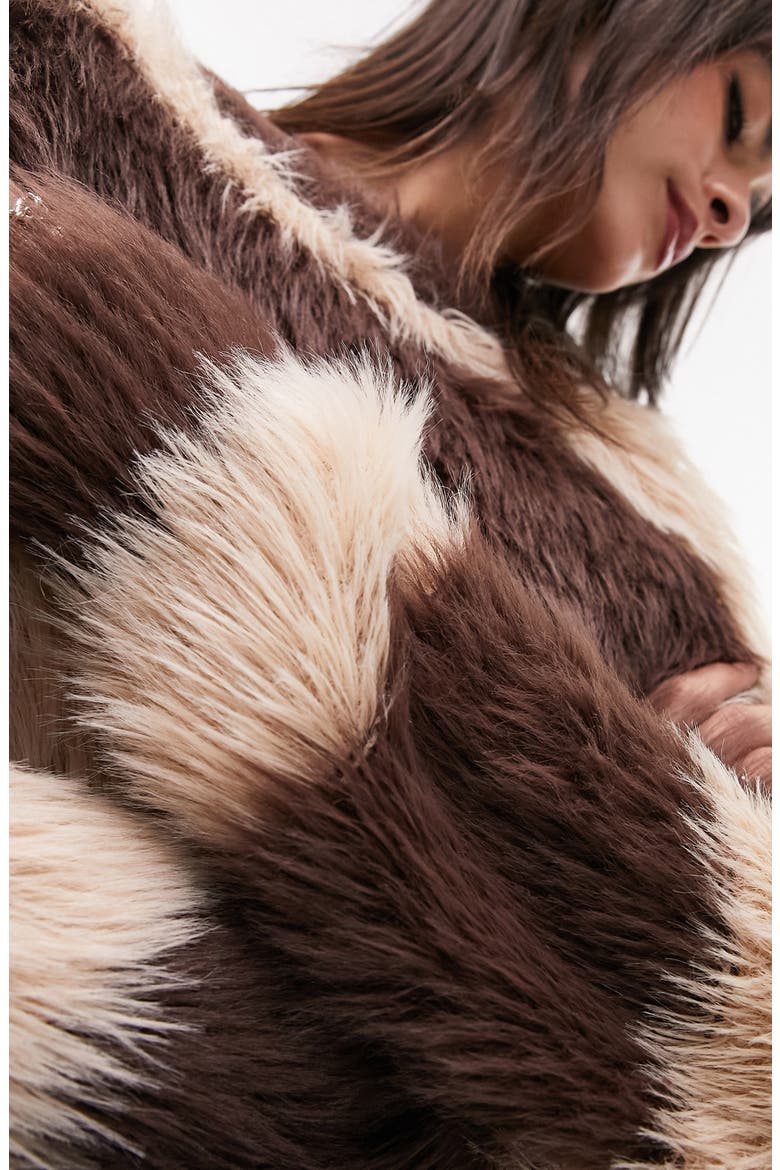 Stripe Faux Fur Sweater, Alternate, color, STONE