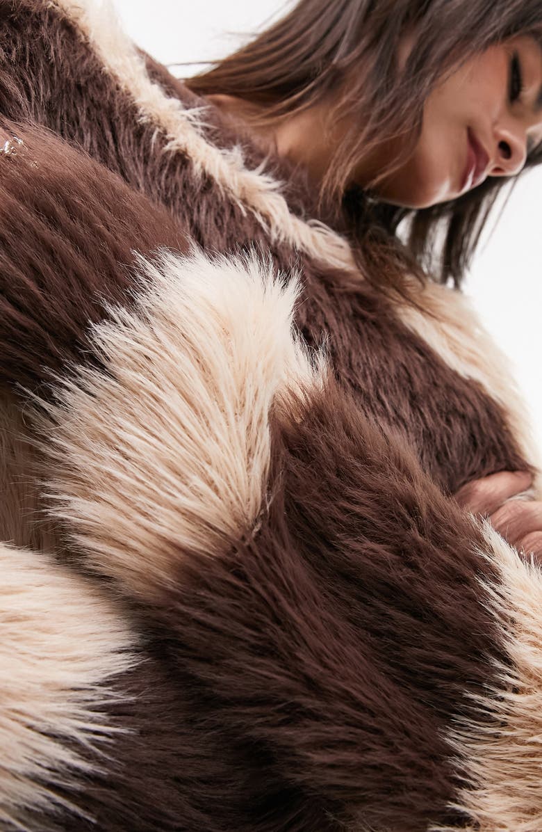 Topshop Stripe Faux Fur Sweater, Alternate, color, 