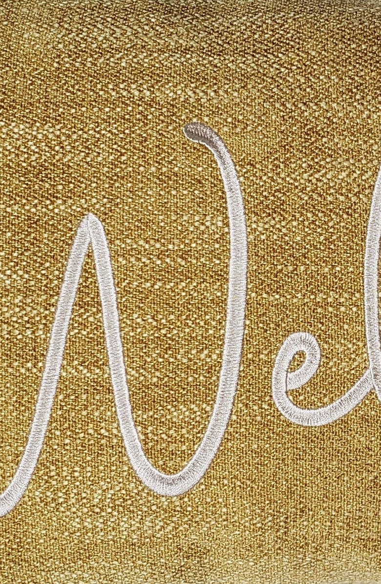 STUDIOCHIC Sentiments Welcome Embroidered Accent Pillow, Alternate, color, Yellow