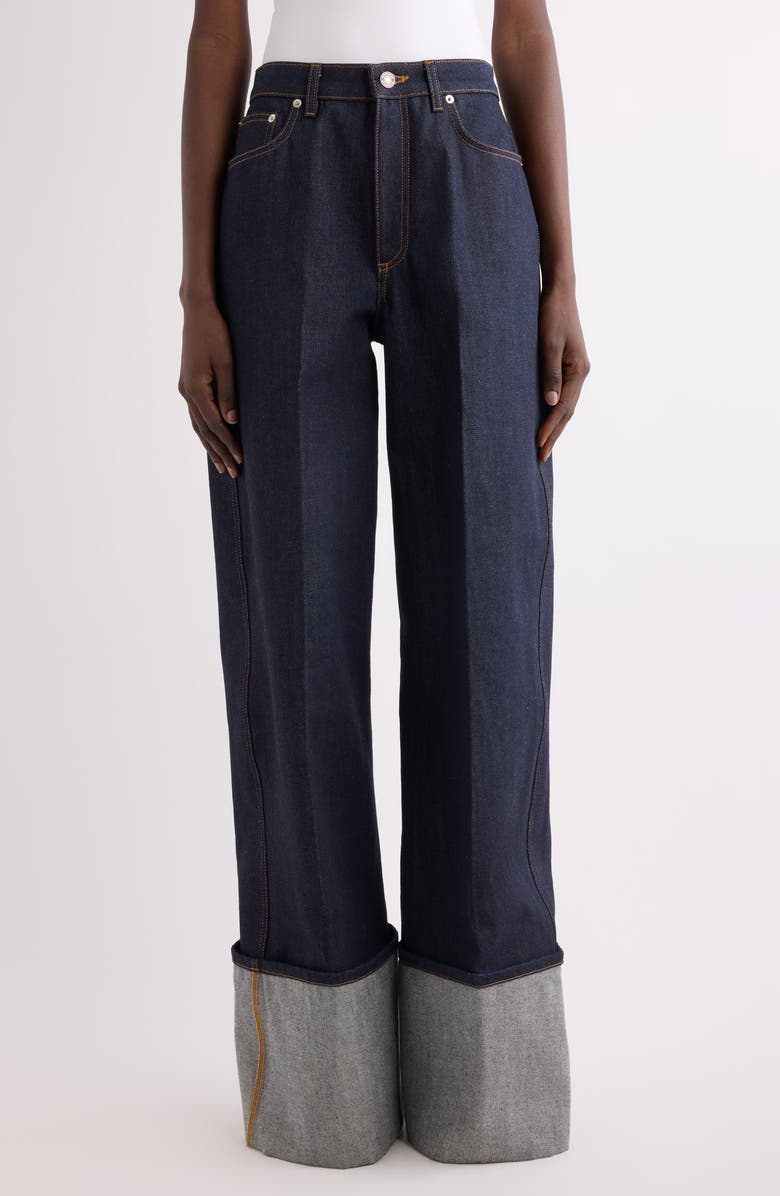 Givenchy Raw Turn-Up Jeans, Main, color, Dark Blue