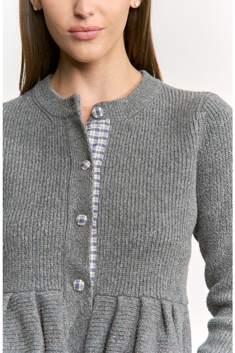 Annie Peplum Cardigan, Alternate, color, HEATHER GRAY