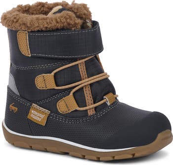 Riemot Kids' Winter Snow Boots – Boys & Girls, Mid-Calf, Faux Fur Lined, Non-Slip Ski Boots