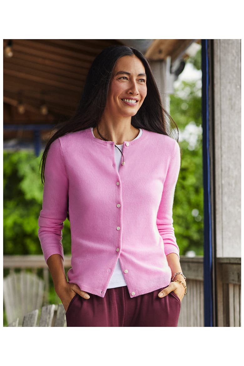 Cashmere Cardigan Sweater, Alternate, color, Aster Pink