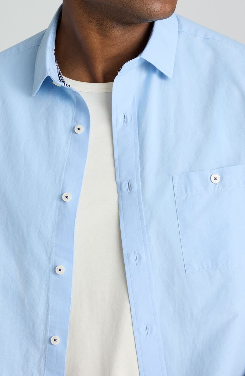 UNTUCKit Sutherland Regular Fit Solid Summerweight Cotton & Linen Button-Up Shirt, Alternate, color, Light Blue