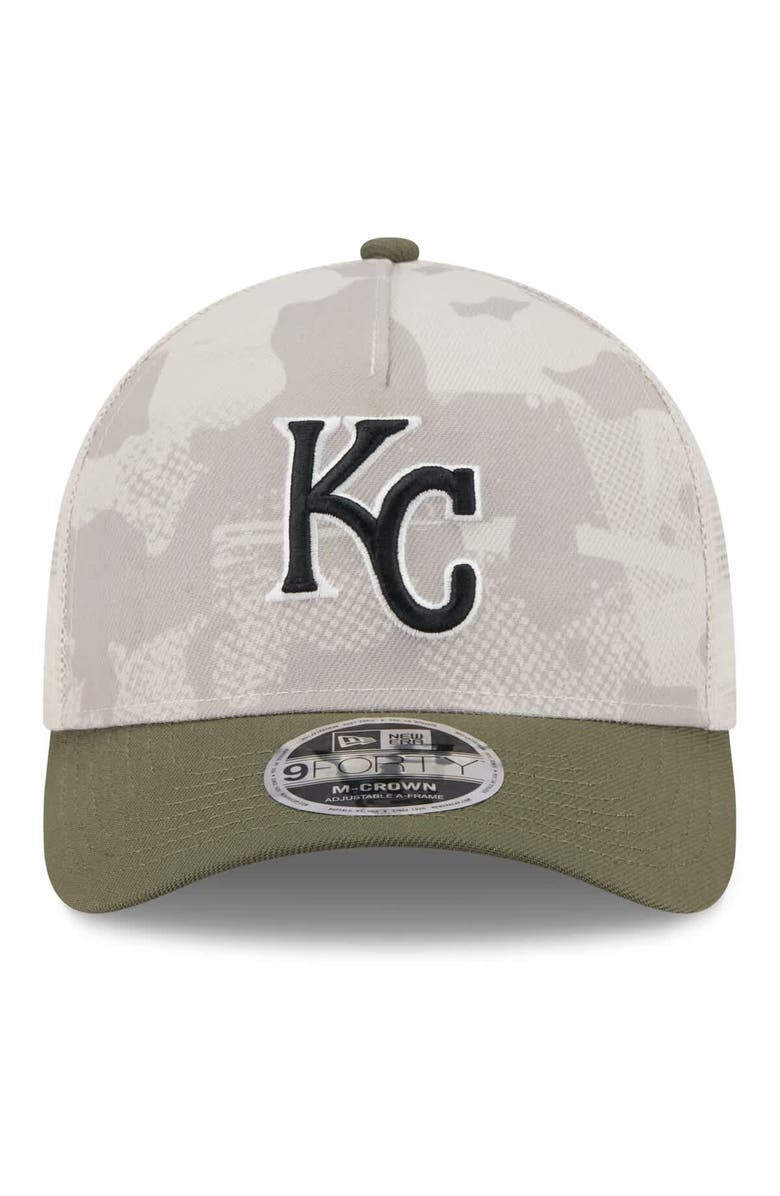 New Era Men's New Era Light Beige/Olive Kansas City Royals 2025 Armed Forces Day 9FORTY M-Crown A-Frame Adjustable Hat, Alternate, color,