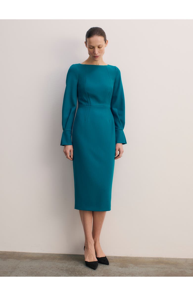 The Fold Aubrey Sculpt Crepe Dress, Main, color, Blue