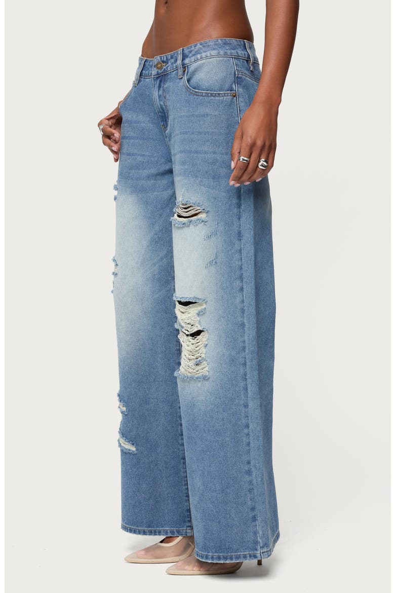 Frye Distressed Low Rise Jeans, Alternate, color, BLUE-WASHED