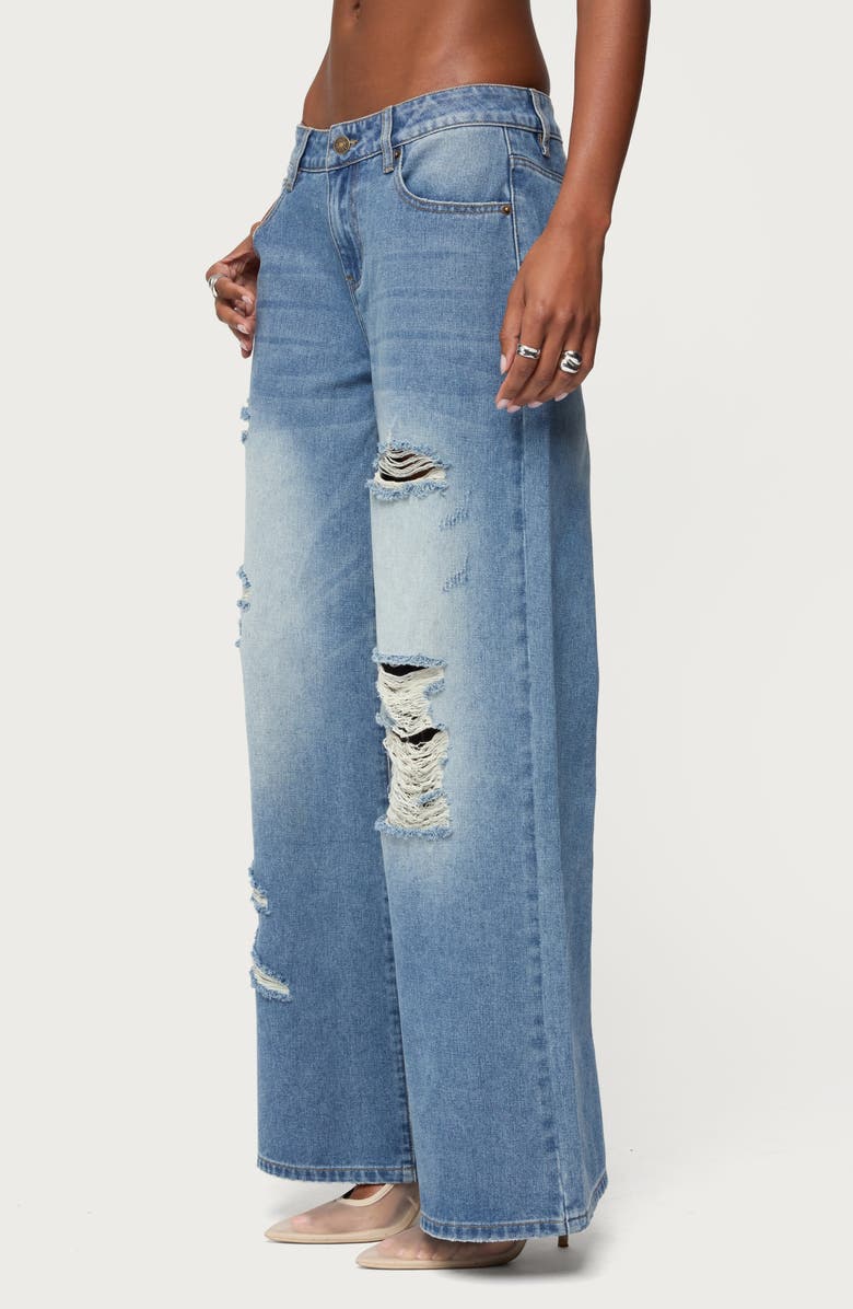 EDIKTED Frye Distressed Low Rise Jeans, Alternate, color, Blue-Washed