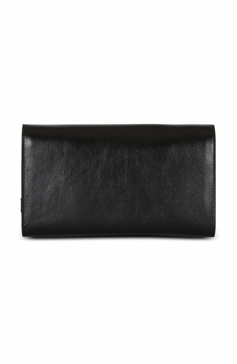 Balmain Crinkled Leather Wallet With Shuffle Chain, Alternate, color, Black