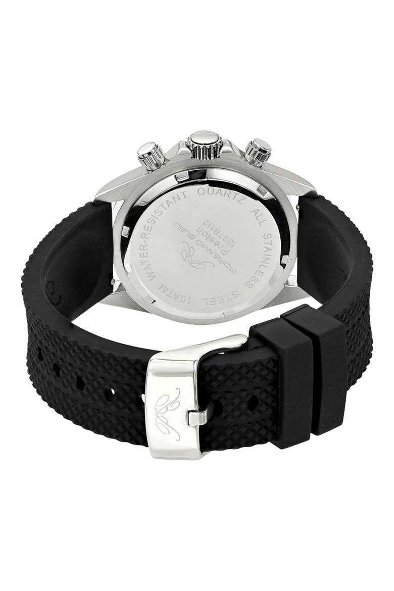 Preston Silicone Strap Multifunction Watch, 41mm, Alternate, color, BLACK/ BLACK
