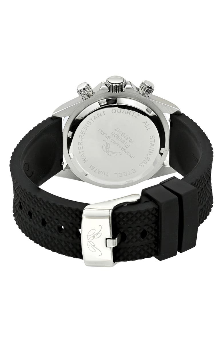PORSAMO BLEU Preston Silicone Strap Multifunction Watch, 41mm, Alternate, color, Black/ Black