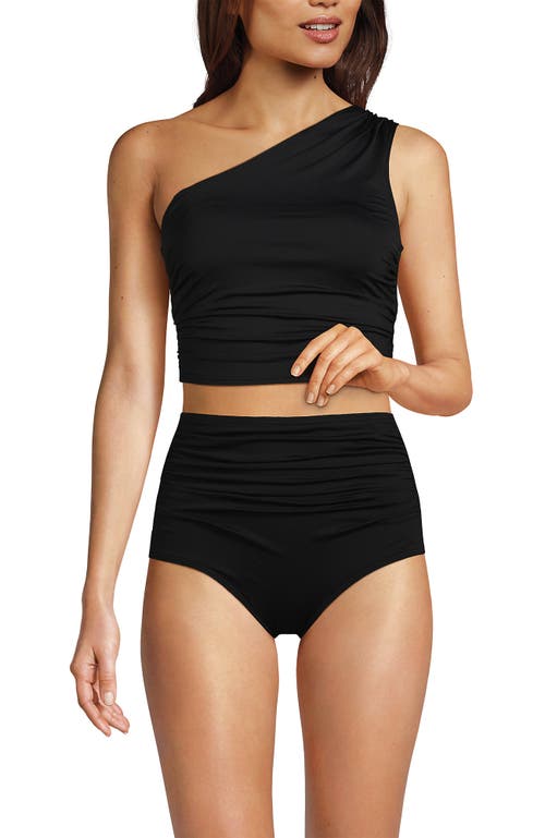 Lands' End D-cup Ruched One Shoulder Tankini Top In Black