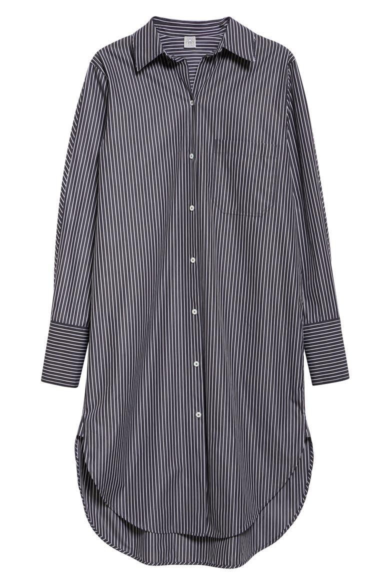 Stripe Oversize Long Sleeve Organic Cotton Poplin Shirtdress, Alternate, color, BLACK/ WHITE