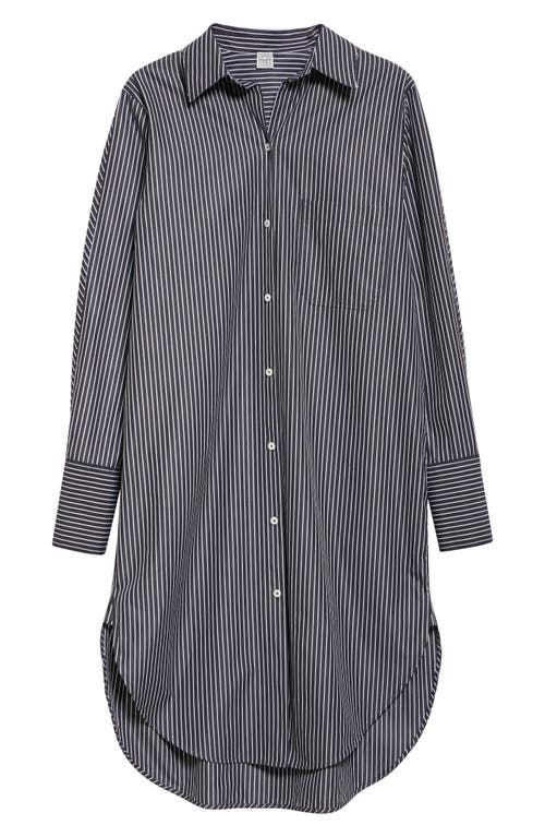 Totême Striped Organic Cotton-poplin Midi Shirt Dress In Gray