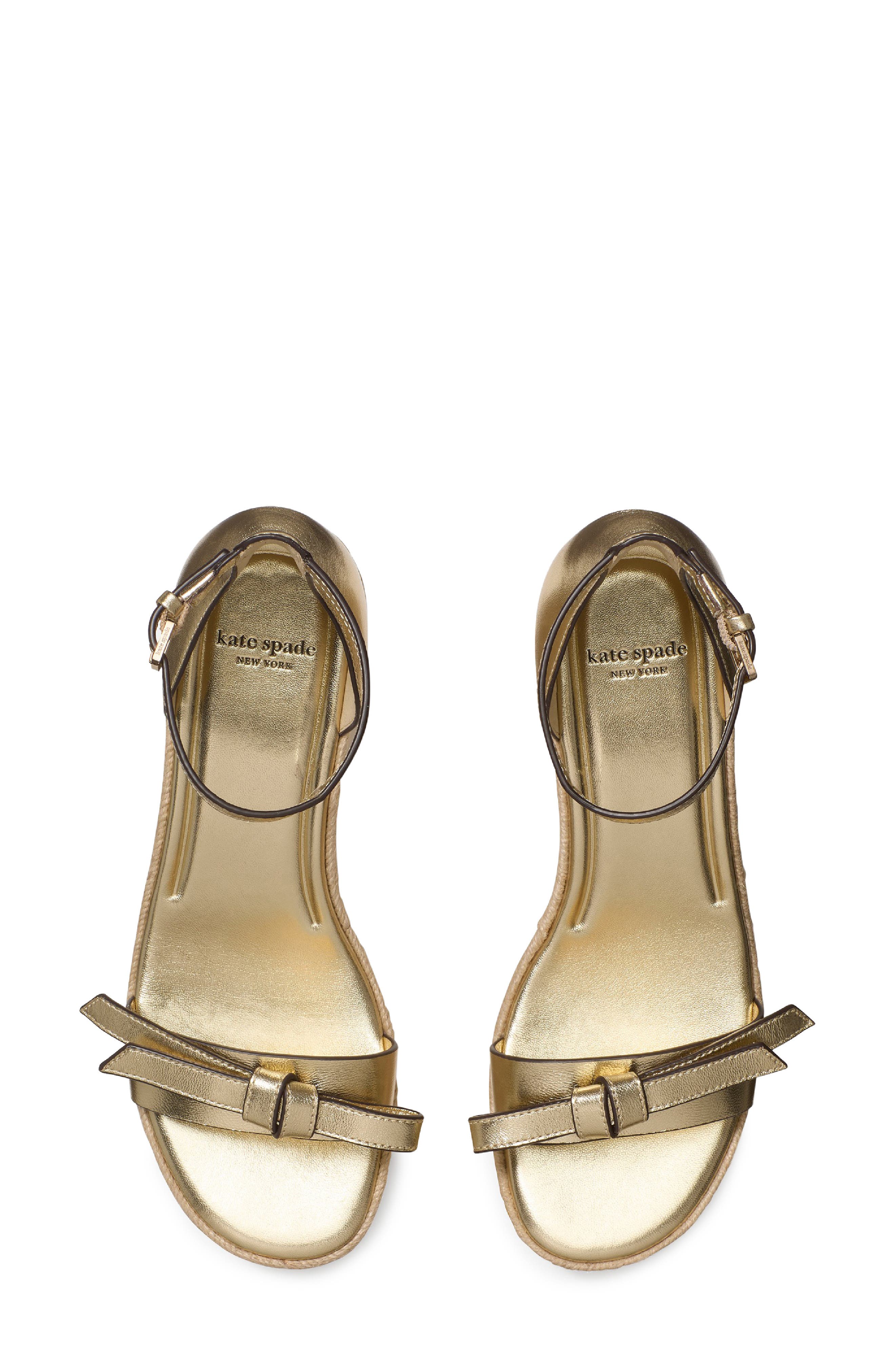 Kate Spade New York loop metallic espadrille wedge, Alternate, color, Pale Gold
