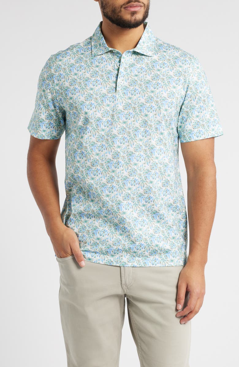 Bugatchi Victor OoohCotton<sup>®</sup> Palm Leaf Print Polo, Main, color, Menthol