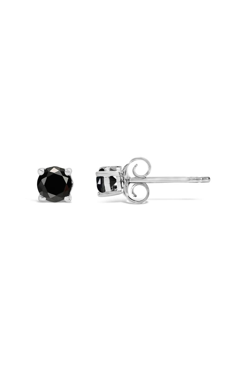 .925 Sterling Silver 1/4 Cttw Black Diamond Solitaire Stud Earrings, Alternate, color, Silver