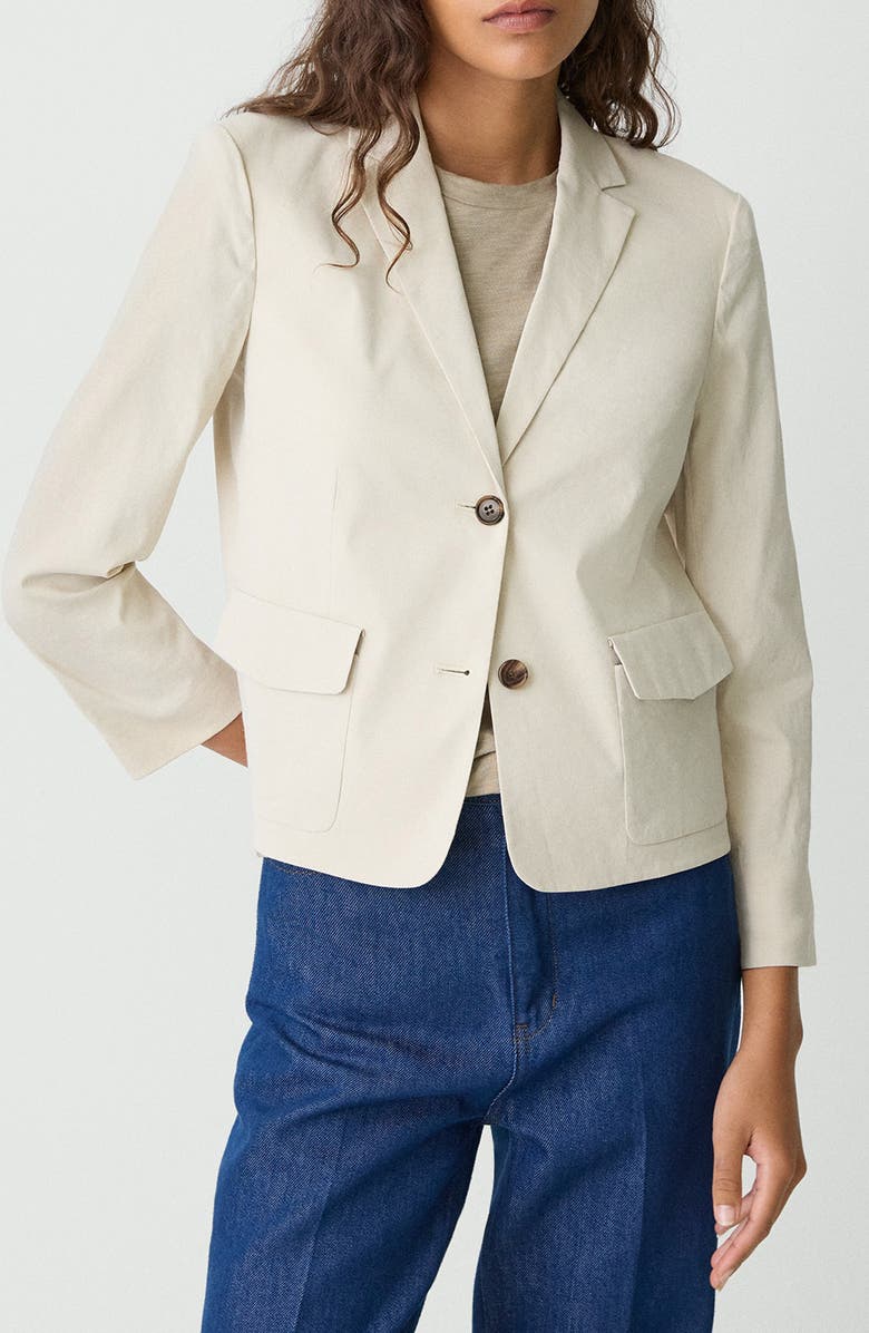 Theory Linen Blend Shrunken Blazer, Main, color, Straw