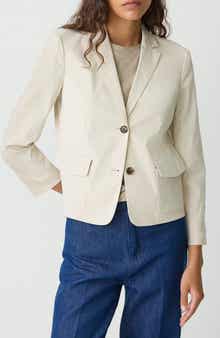 Theory Linen Blend Shrunken Blazer