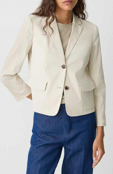 Theory Linen Blend Shrunken Blazer