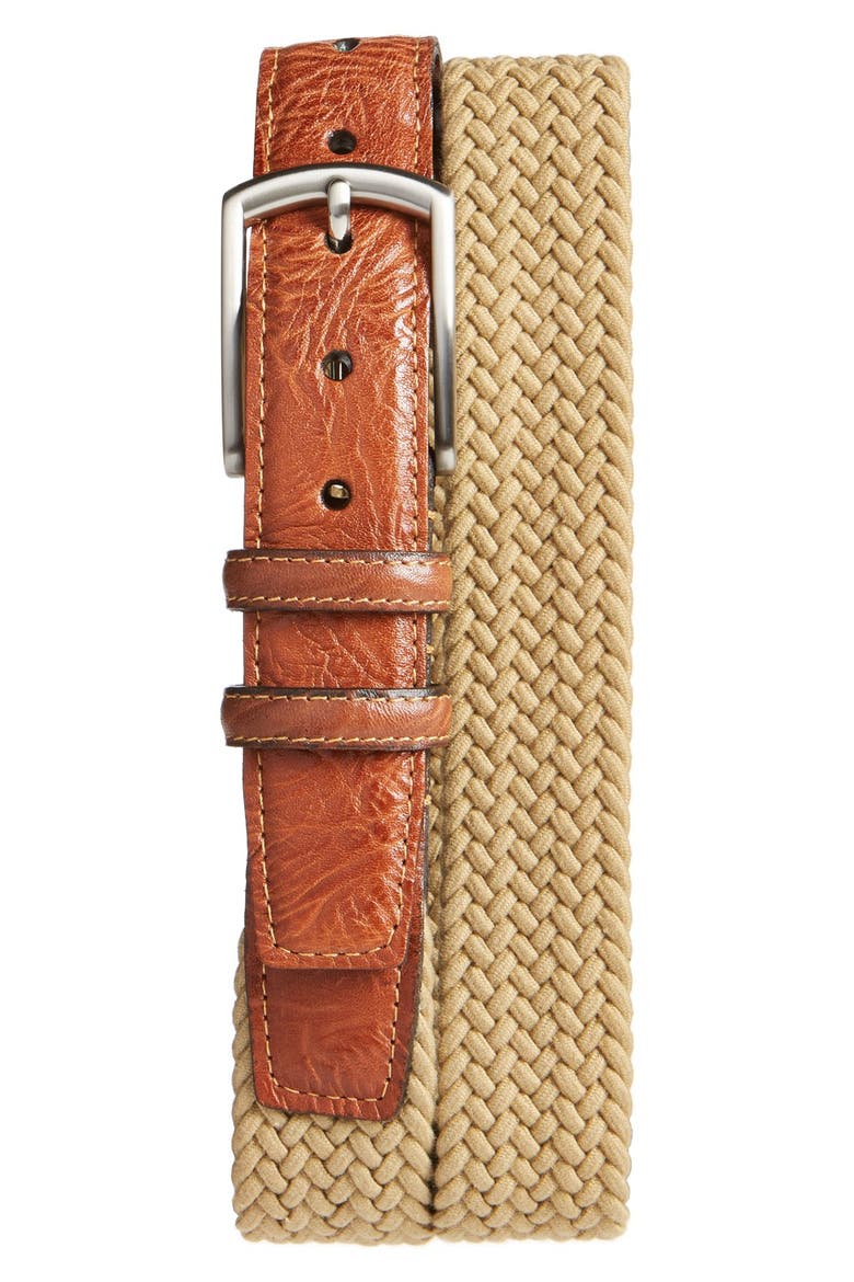 Braided Stretch Cotton Belt, Main, color, CAMEL