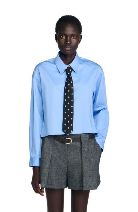Cropped shirt with detachable tie