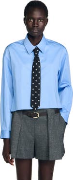 SANDRO Cropped shirt with detachable tie