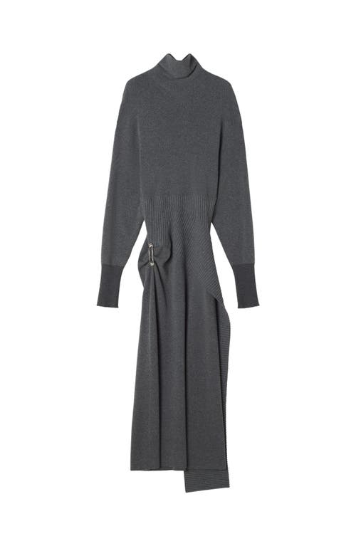 Lanvin Knee Length Dress With Turtleneck And Side Slit In Gray