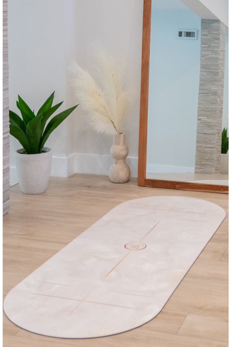 Classic - Yoga /Pilates Mat - Vegan Suede - Made for Hot Yoga, Alternate, color, White Marble