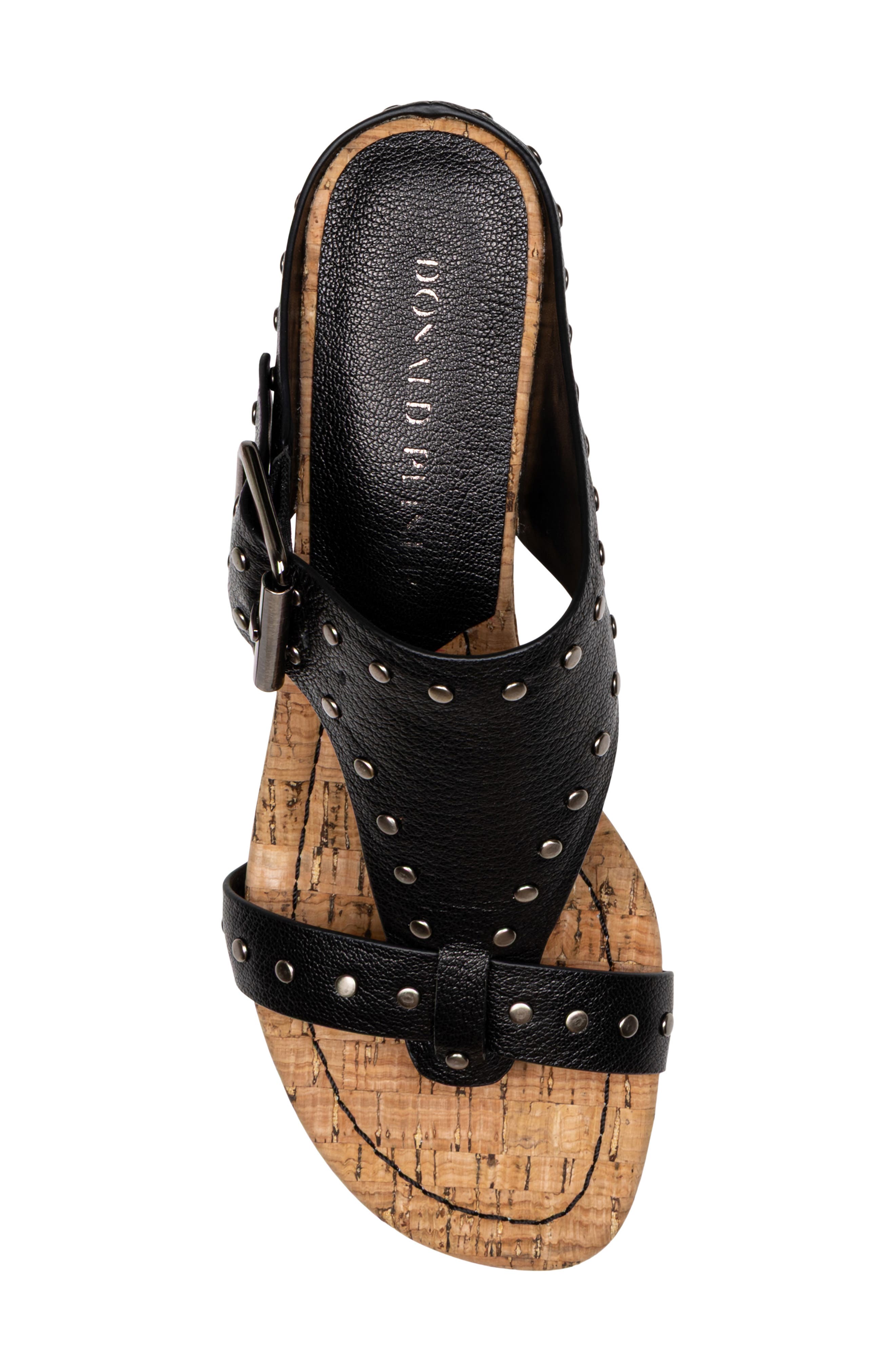Donald Pliner Buckle Wedge Sandal, Alternate, color, Black