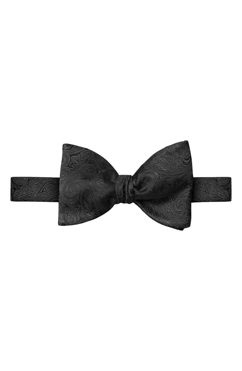 Eton Paisley Jacquard Silk Bow Tie, Main, color, Black