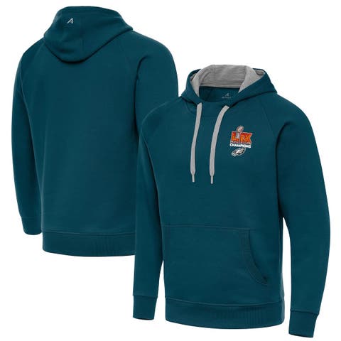 Men's Antigua Midnight Green Super Bowl LIX Champions Victory Pullover Hoodie